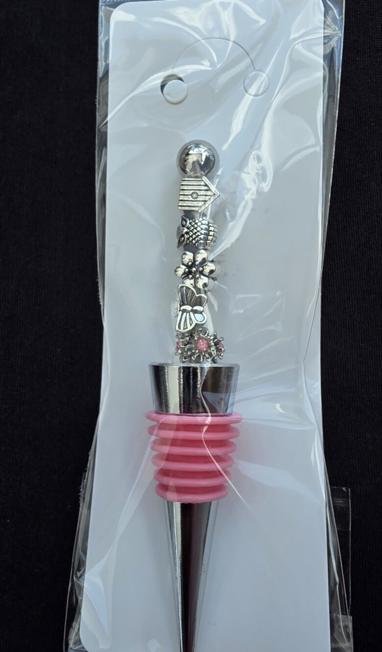 Handcrafted Pink Charm Wine Stopper
